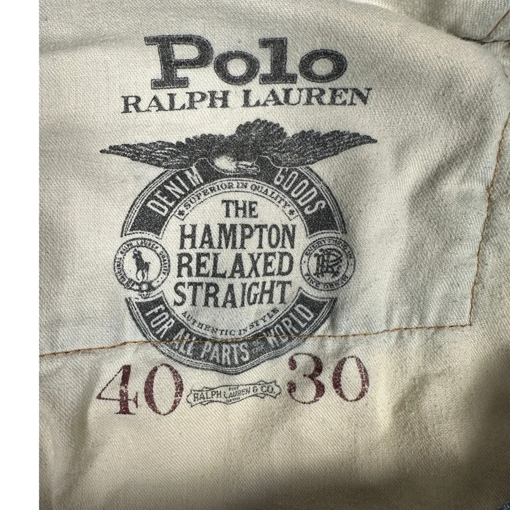 Polo Ralph Lauren Hampton Jeans Mens 40X30 Blue Relaxed Straight Whispered Denim
